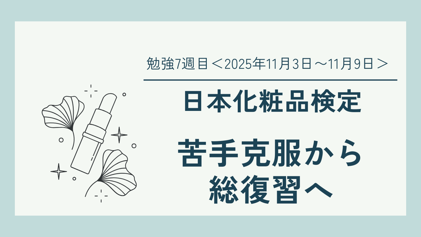 【日本化粧品検定】勉強7週目｜苦手克服から総復習へ