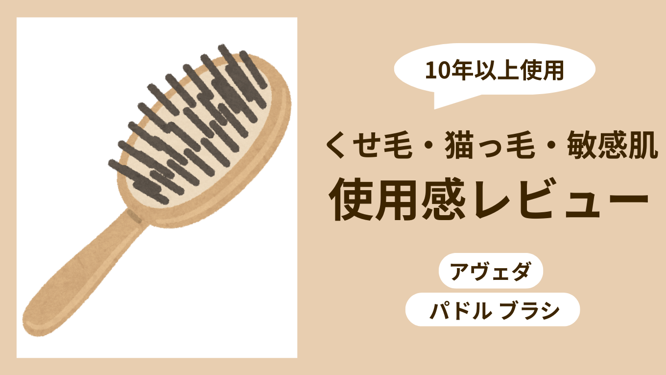 アヴェダ パドルブラシを10年以上使用したレビュー。くせ毛・猫っ毛・敏感肌の使用感とメリット・デメリットを解説した記事のアイキャッチ画像。